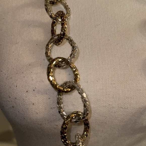 SILVER AND GOLD LINK CHAIN NECKLACE - Picture 3 of 8